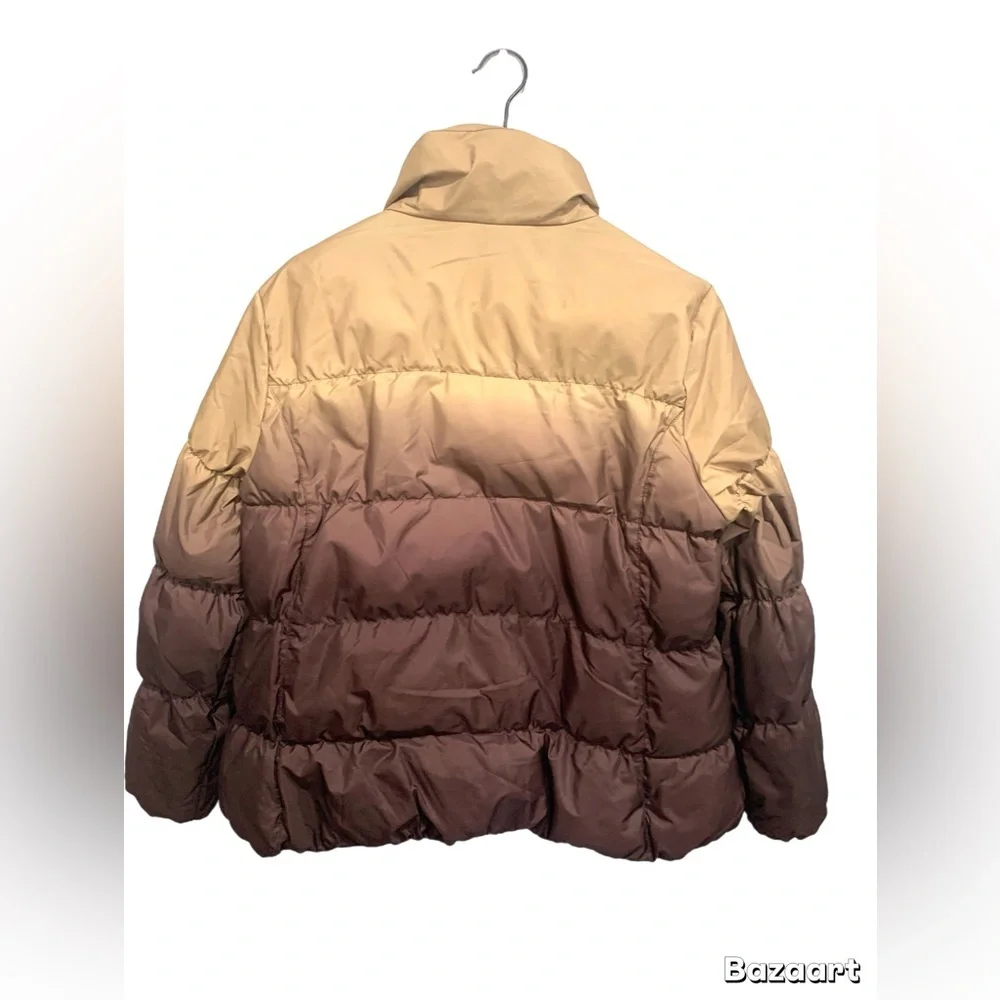 The Tower Collection by London Fog Ombré Puffer Jacket Women’s Tan Brown Sz: L - Picture 4 of 9